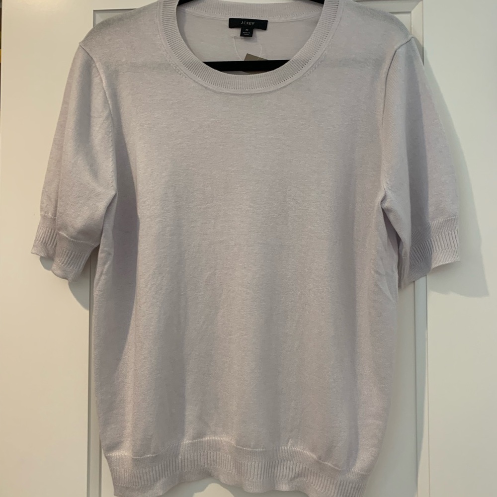 JCrew short sleeve silk blend crewneck sweater